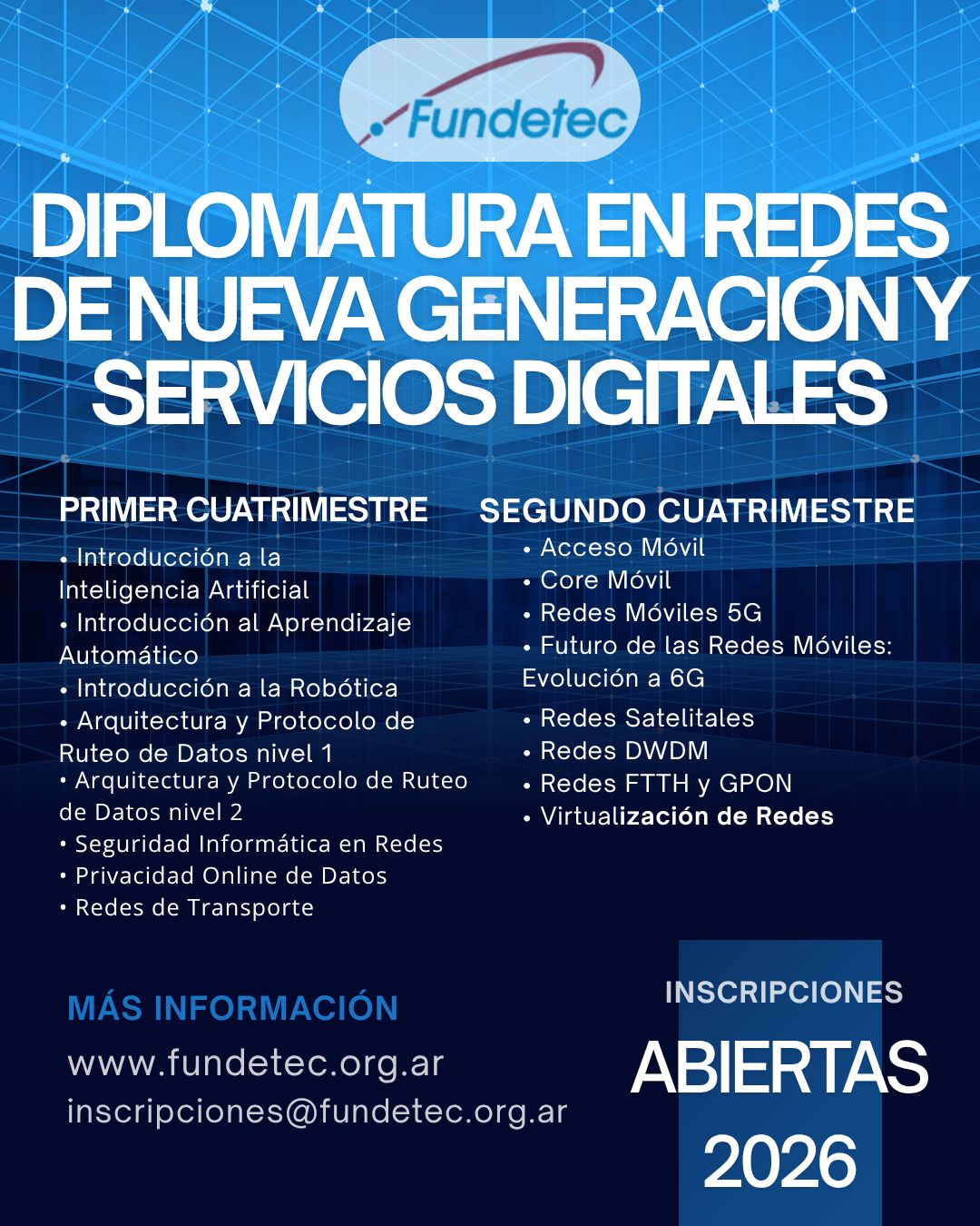 DIPLOMATURA EN REDES DE NUEVA GENERACIÓN Y SERVICIOS DIGITALES